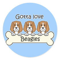 Three Beagles Round Stickers