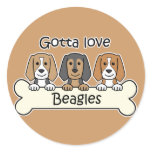 Three Beagles Round Sticker