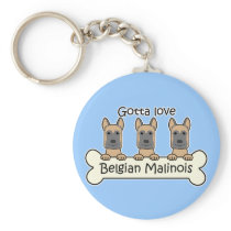 Three Belgian Malinois Key Chains