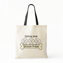 Three Bichon Frises Tote Bags