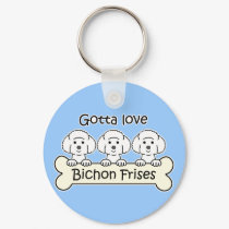 Three Bichon Frises keychains