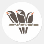 Three Bird Birds Tree Black Art Cartoon Animal Round Sticker