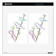 Three birds sitting on a branch skin for kindle fire