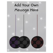 Three Black Christmas Baubles. Custom Text Flyer Design