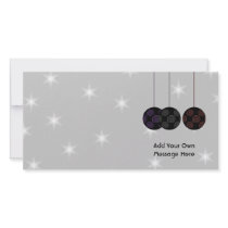 Three Black Christmas Baubles. Custom Text Customized Photo Card