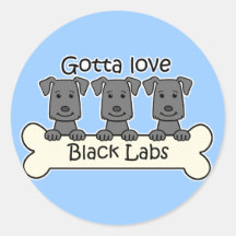 Three Black Labs Round Sticker