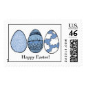Three Blue Easter Eggs, Happy Easter! postage