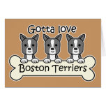 Three Boston Terriers Greeting Cards