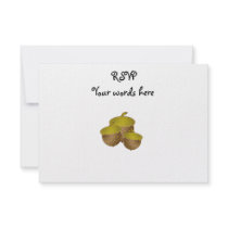 Three brown acorns personalized invitation