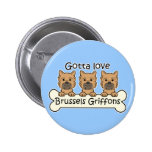 Three Brussels Griffons Pinback Buttons