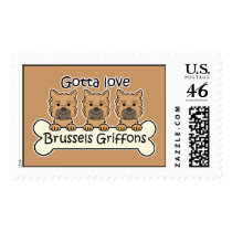 Three Brussels Griffons Postage Stamps