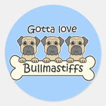 Three Bullmastiffs Round Sticker
