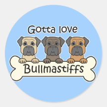 Three Bullmastiffs Round Sticker