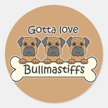 Three Bullmastiffs Round Stickers