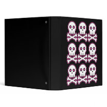 Three By Three Pink Kawaii Skulls Binder