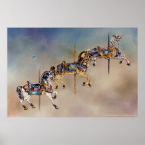 Three Carousel Horses Posters, Fine Art