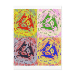 Three Cat Pop Art Multicoloured Postcards