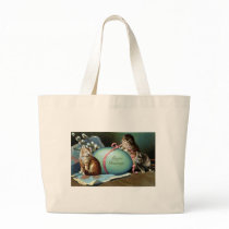 Three Cats & Big Blue Easter Egg Bag
