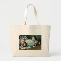 Three Cats & Big Blue Easter Egg Bag