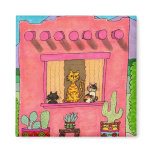 Three Cats in a Pink Adobe House Magnet