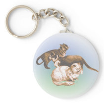 Three cats sketch keychain