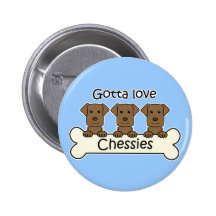 Three Chesapeake Bay Retrievers Pinback Buttons
