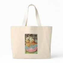 Three Chicks in Pink Easter Egg with Flowers bags