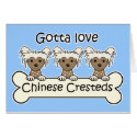 Three Chinese Cresteds cards