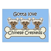 Three Chinese Cresteds cards