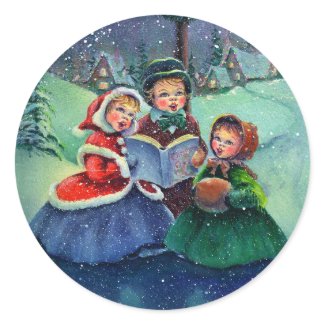 THREE CHRISTMAS CAROLERS by SHARON SHARPE sticker