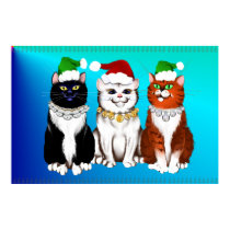 Three Christmas Kitties Print
