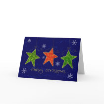 three christmas star ornaments/baubles cards