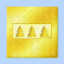Three Christmas Trees - Gold magnets