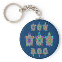 Three Colorful Turtles Keychain