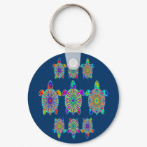 Three Colorful Turtles Keychain