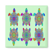 Three Colorful Turtles Magnets