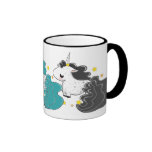 three colors of cartoon unicorns with stars mug mugs