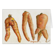 Three Crazy Carrots Watercolor Card