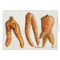 Three Crazy Carrots Watercolor Card