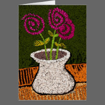 "Three Crimson Flowers In A Vase" cards