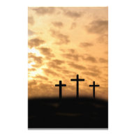 Three Crosses With a Sunset Easter Stationary Personalized Stationery
