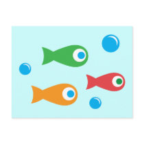 Three Cute Fish postcards