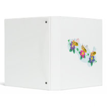 three cute happy bumble bees on flowers 3 ring binder