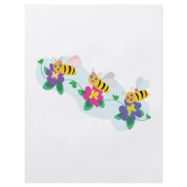 three cute happy bumble bees on flowers full color flyer
