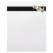 three cute happy bumble bees on flowers letterhead design