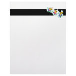 three cute happy bumble bees on flowers letterhead