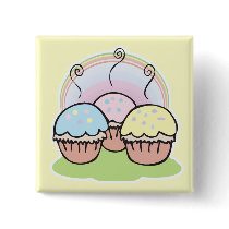 three cute little cupcakes buttons