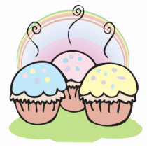 three cute little cupcakes photo sculptures