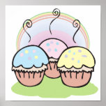 three cute little cupcakes posters