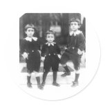 Three Cute Young Boys Vintage Photo Round Stickers